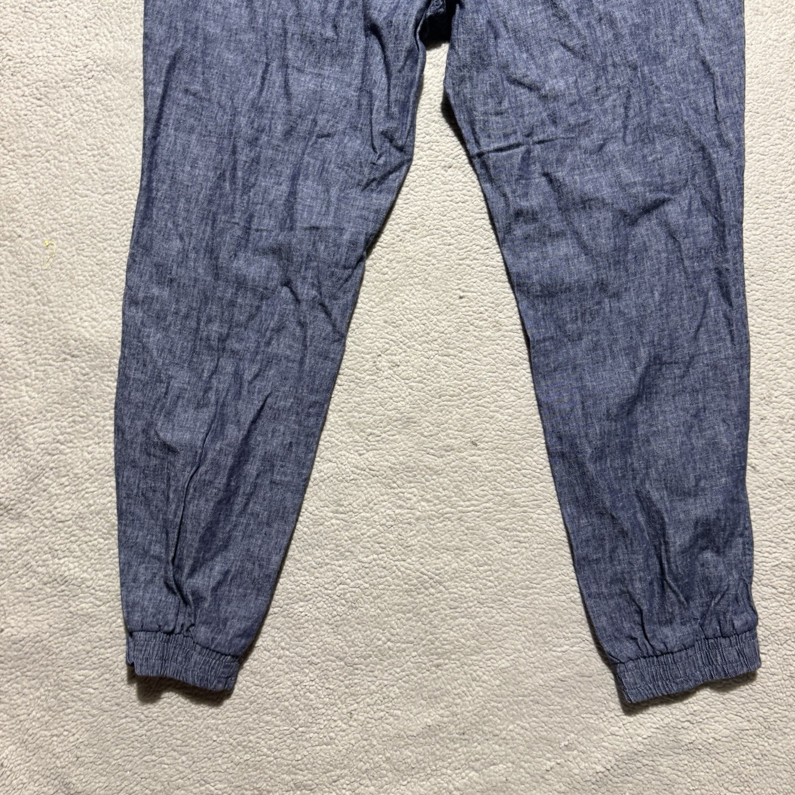 Sun + Stone Pants Mens Large Linen Joggers Basic Navy Stretch Drawstring 34×26.5