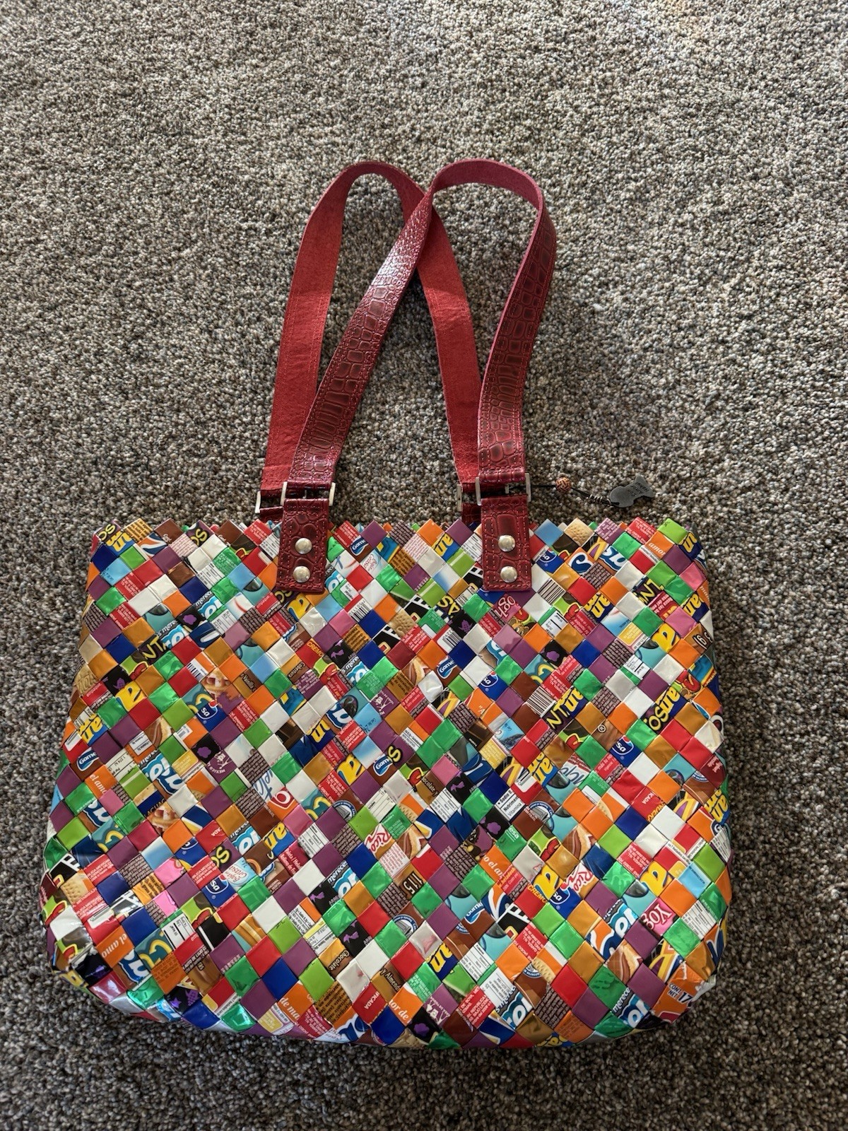 RARE Nahui Ollin TOP HANDLE Candy Wrapper Woven Tote/Purse Top Handle Pop Art