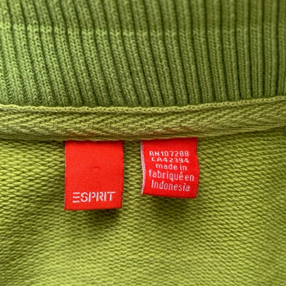 Vintage Esprit Green and White Colorblock Varsity Bomber Jacket