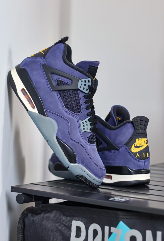 Jordan 4 “Lakers” Retro Men’s Black Basketball Shoes Mid-Top