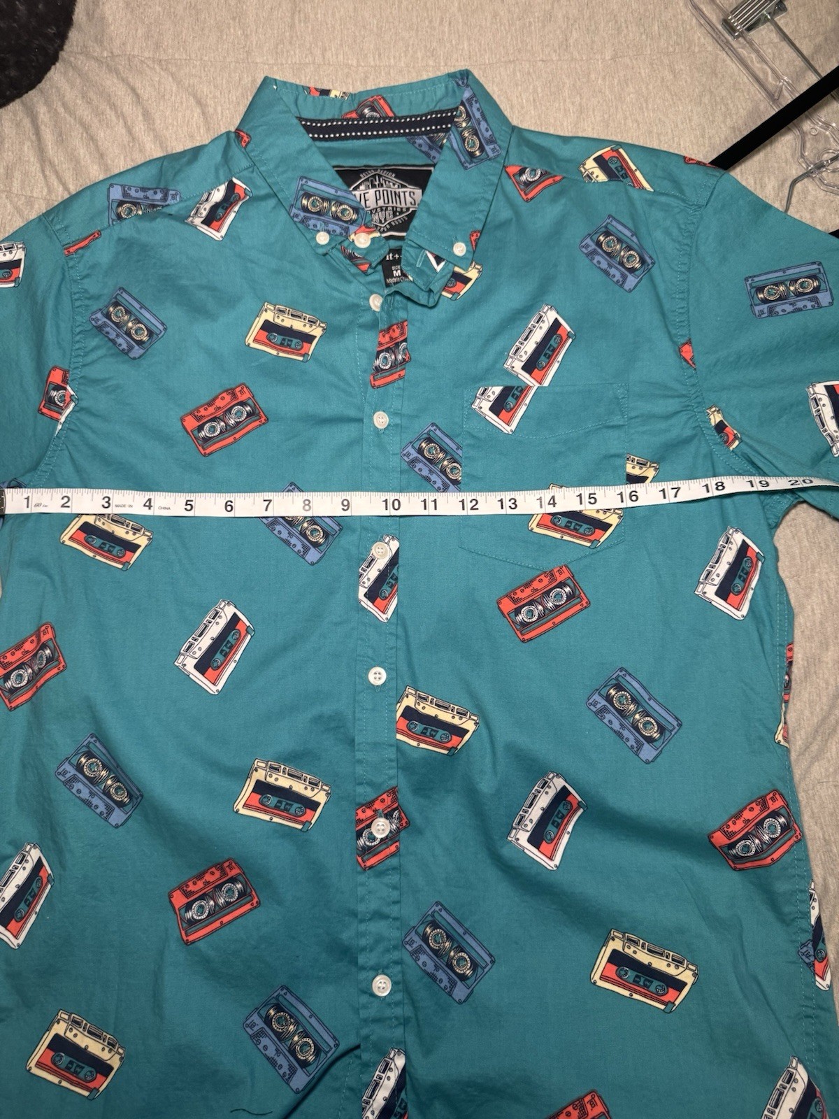 Five Points Industries Cassette Tape Print Shirt Men’s Medium Slim Fit Button Up