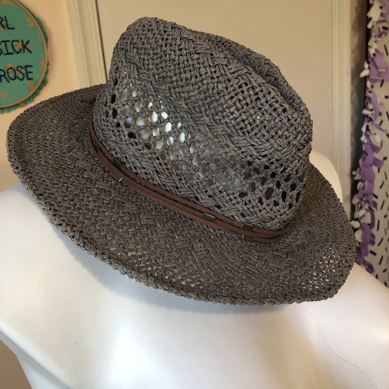 Pistil Kenzie Straw Hat Beach Outdoor Hat Women’s One Size Dark Grey