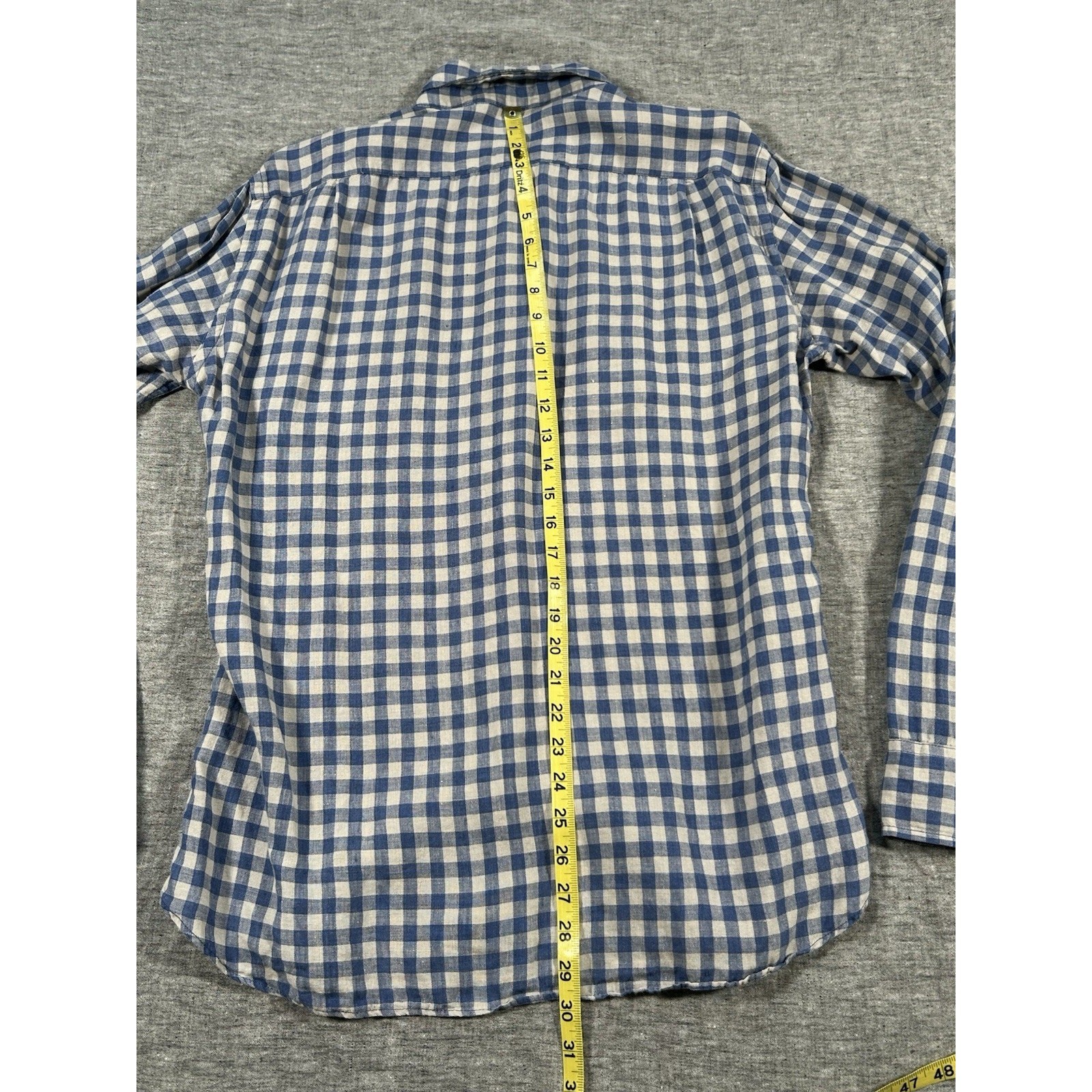 J Crew Baird McNutt Irish Linen Shirt Mens Large Plaid Classic Preppy Button-Up