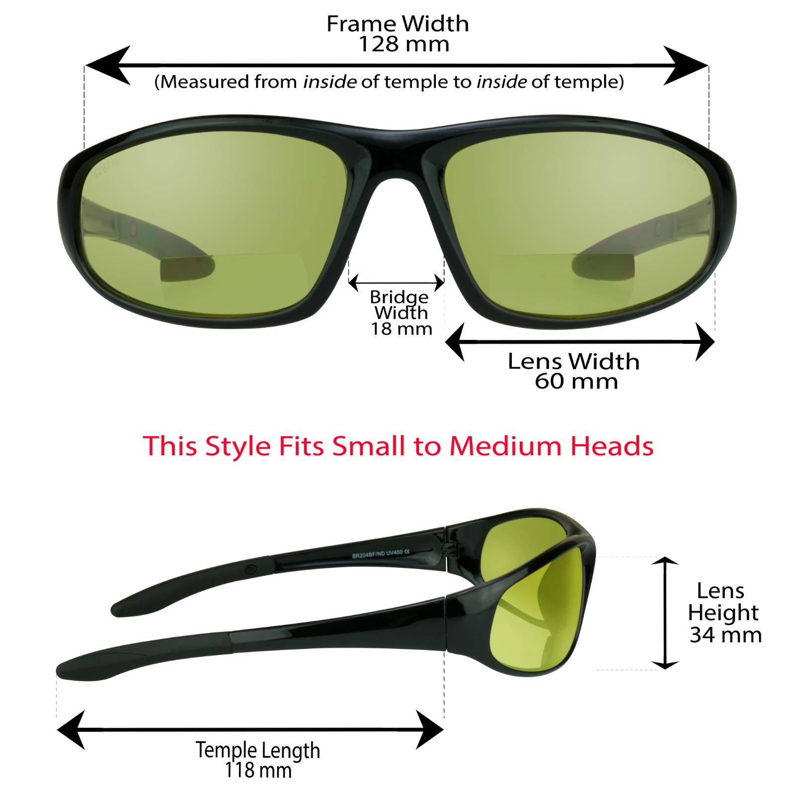 Safety Bifocal Yellow Night Vision Glasses Sports Ansi Z87