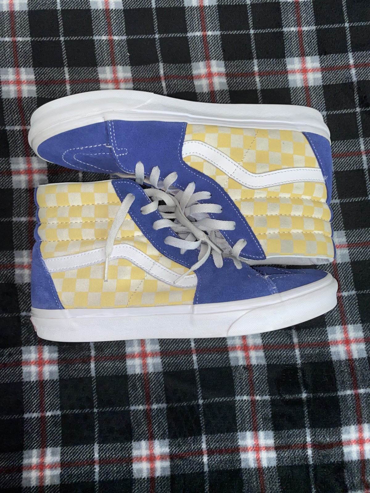 Vans High top Checkered Size 9.5 Men’s Blue And Yellow