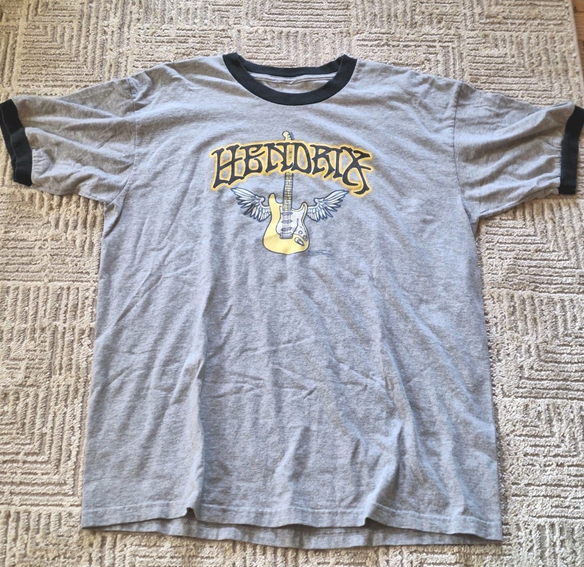 Jimi Hendrix Vintage Little Wing Guitar 2003 Ringer T Shirt Large Zion Rootwear