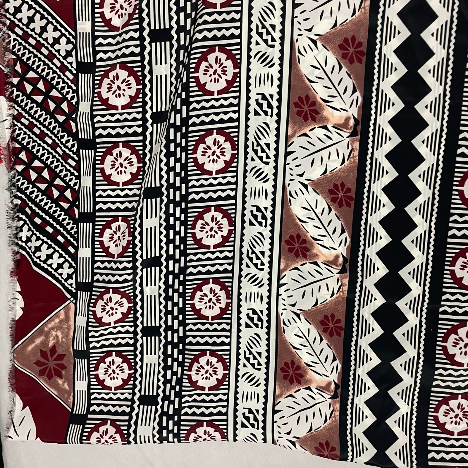 Women’s Tribal Design Satin Smooth Feel Oblong Scarf 68X44