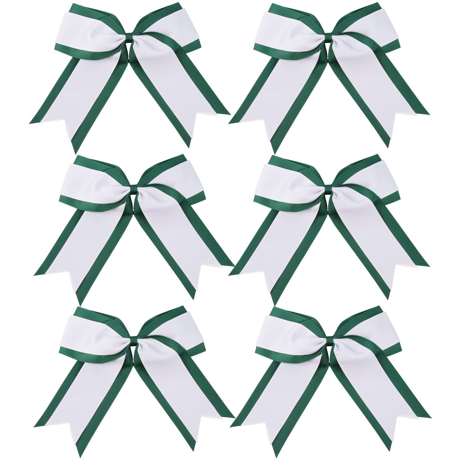 8 Inch 2 Colors Cheerleader Bows 2 Layers 6 Pcs Ponytail Holder Cheerleading Bow