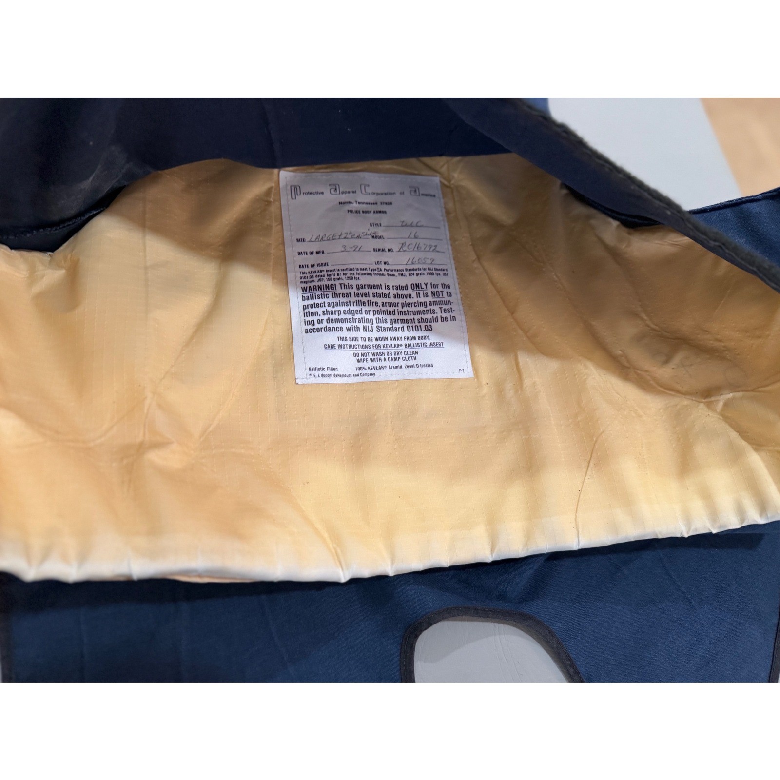 Protective Apparel Corp America Body Armor Carrier Mens Large Regular Navy