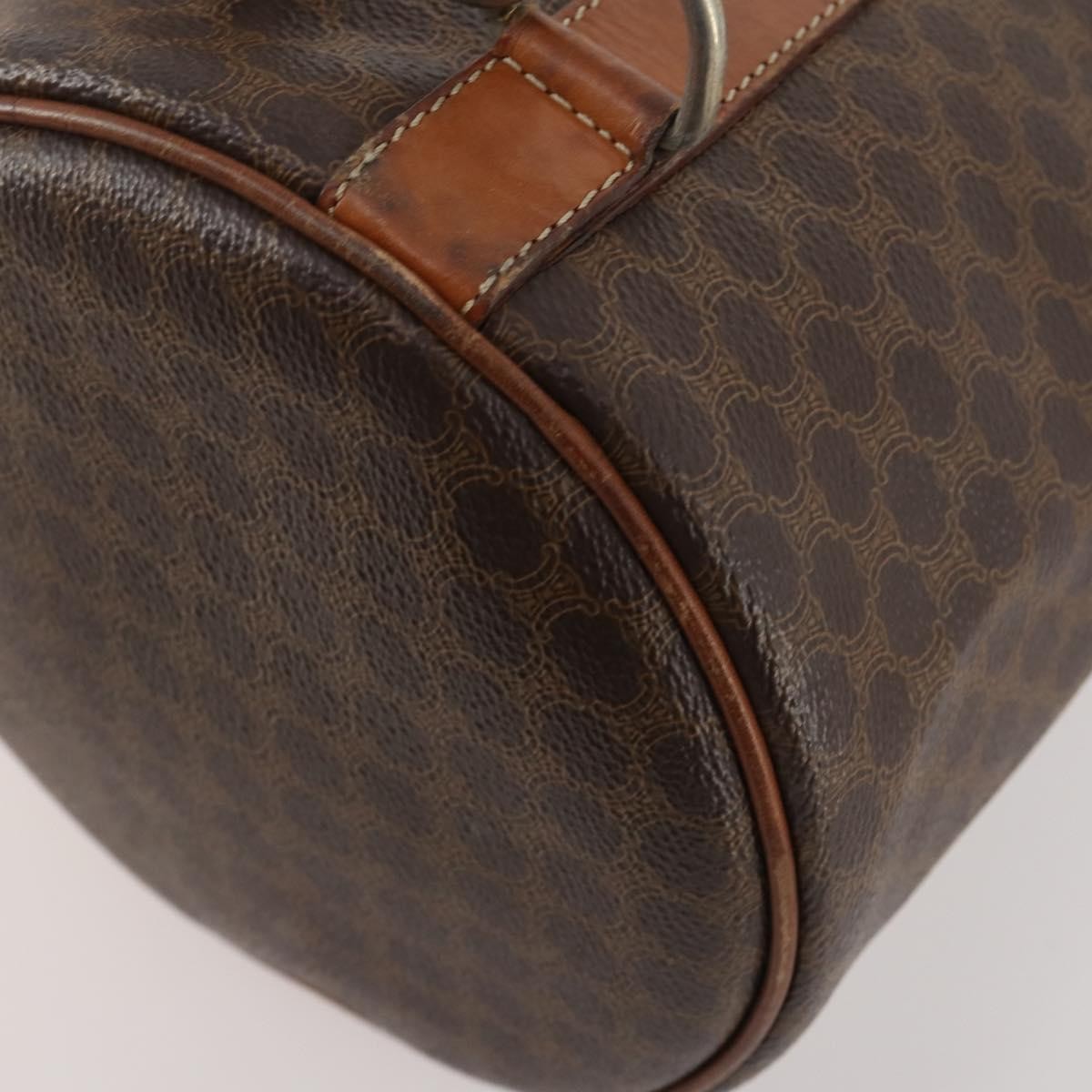 CELINE Macadam Canvas Purse Backpack PVC Leather Brown Gold Auth 174718