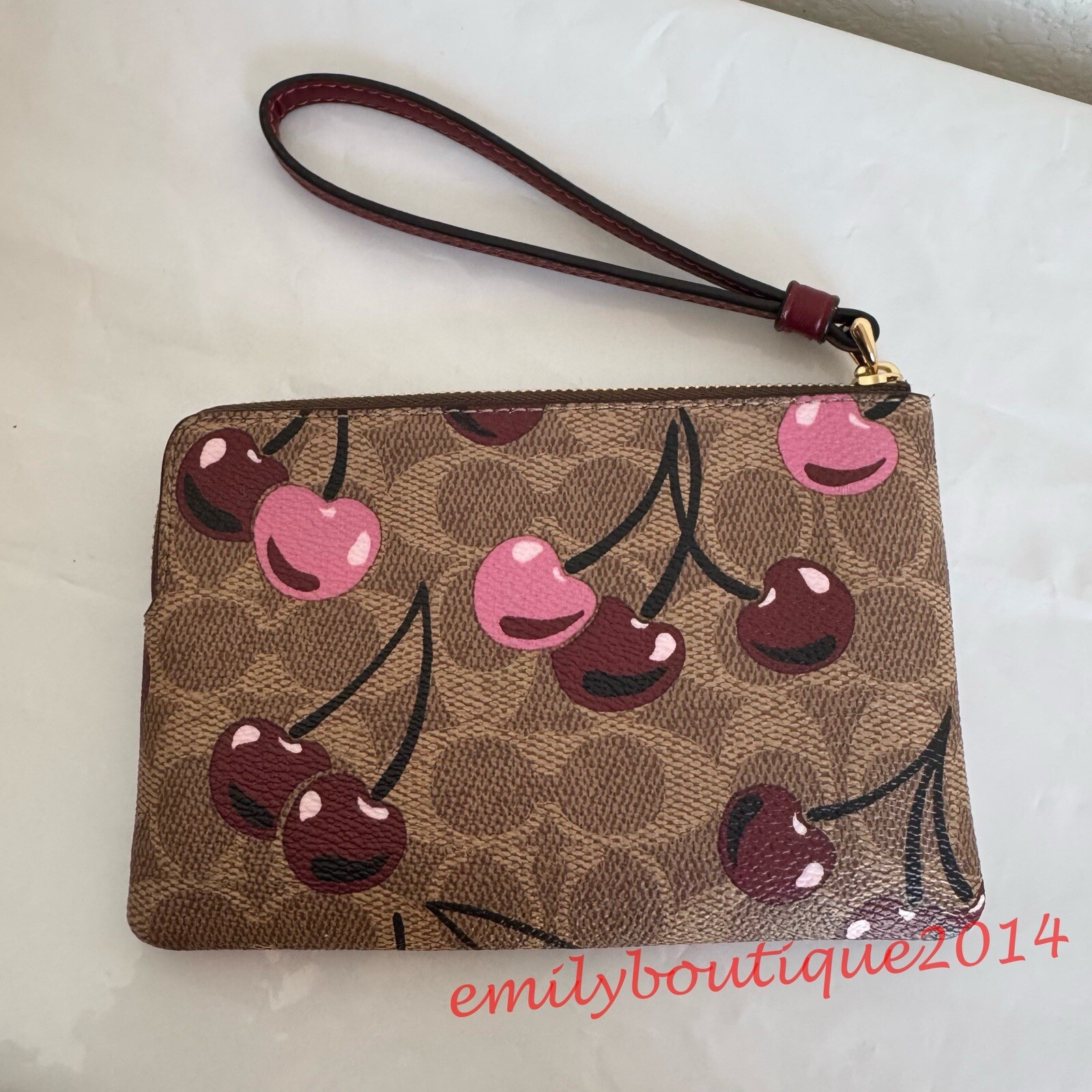 NWT Coach CAA71 Gallery Tote Bag In Signature Canvas & Cherry Print Zip Wristlet