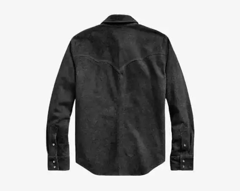 Men Suede Leather Trucker Premium Western Wear Shirt – Suede Leather Shirt
