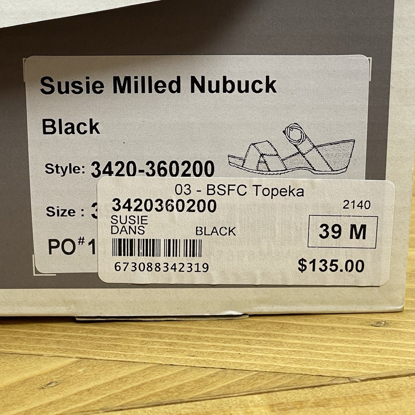 Dansko Susie Black Nubuck Wedge Sandals Women’s Size 39 M US 8.5-9 New In Box⁠