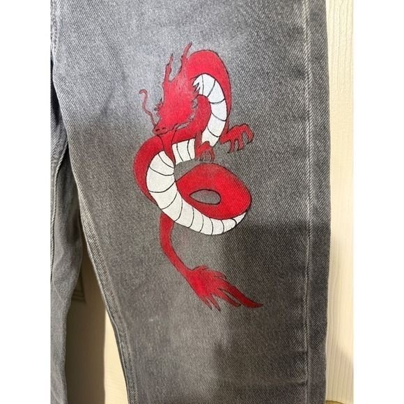 Reformation Yosemite High Rise Straight Leg Jeans Red Dragon Black 26
