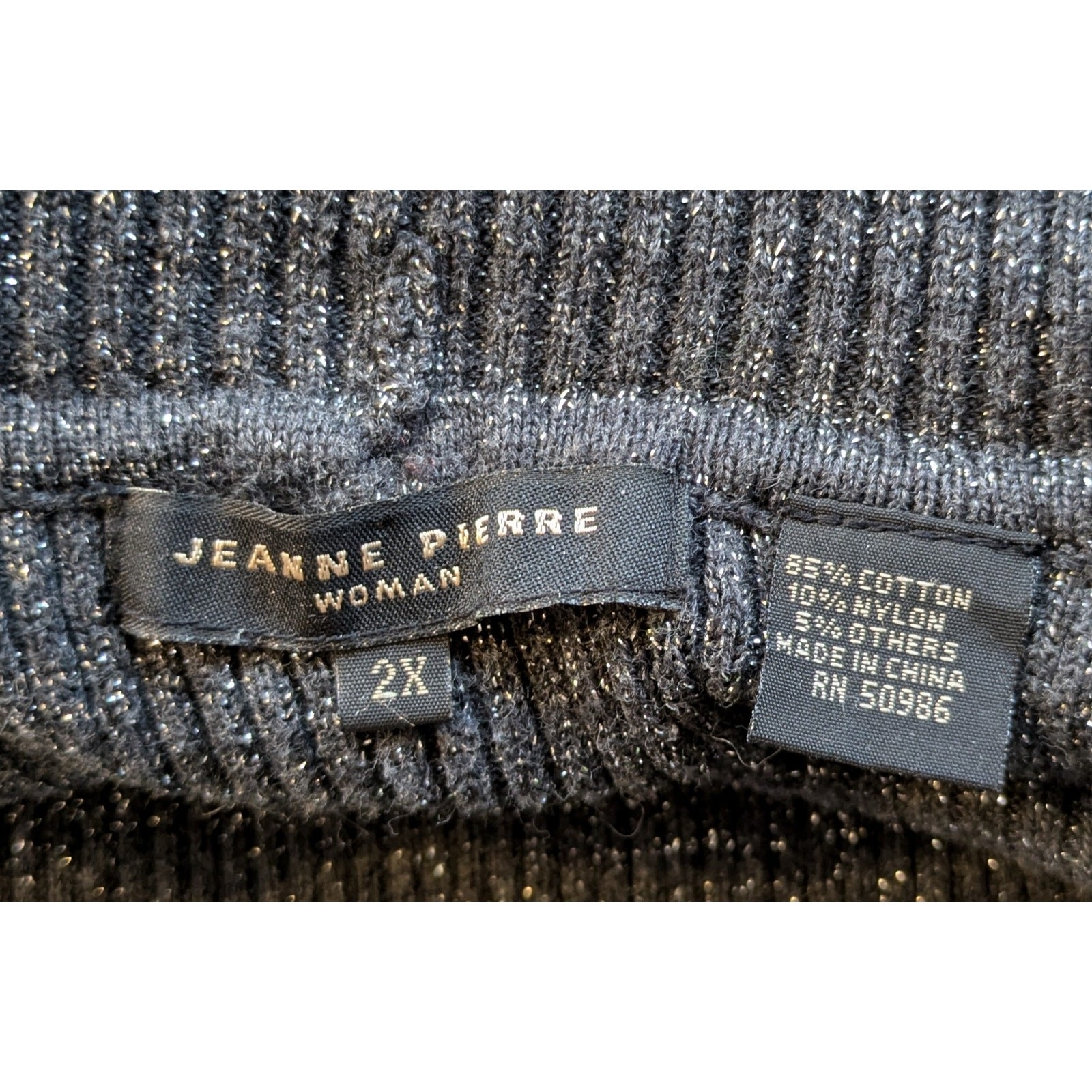 Jeanne Pierre Woman Turtleneck Sweater 2X Dark Gray Silver Sparkle Holiday