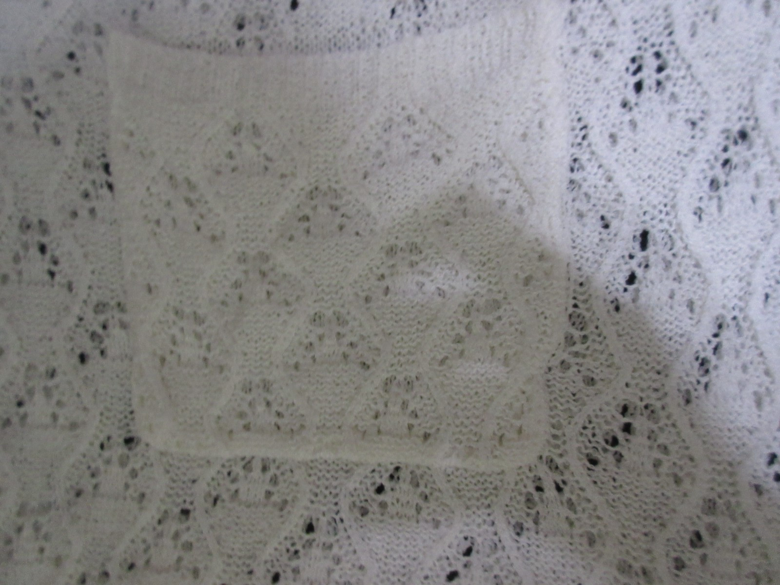 Miracle Open Weave Cream Color Crocheted Open Front Sweater, Size Med to Lg, Ex!