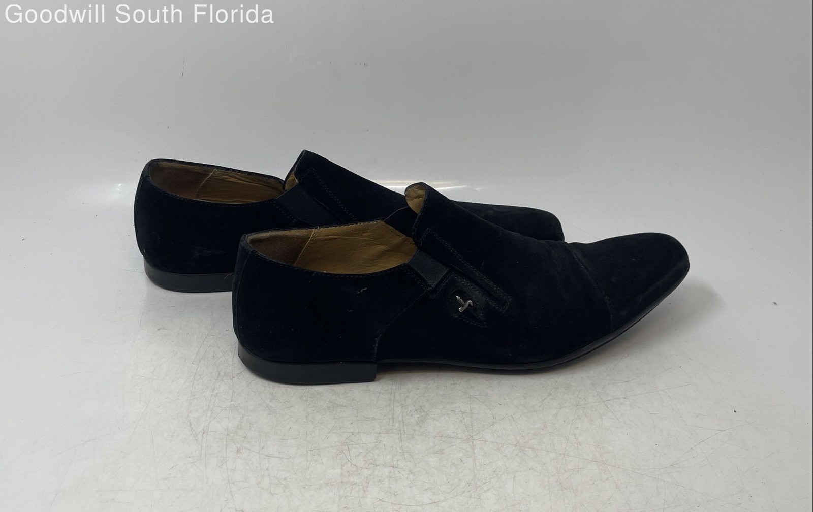 Cesare Paciotti Mens Black Suede Cap Toe Slip-On Loafer Shoes Size 5