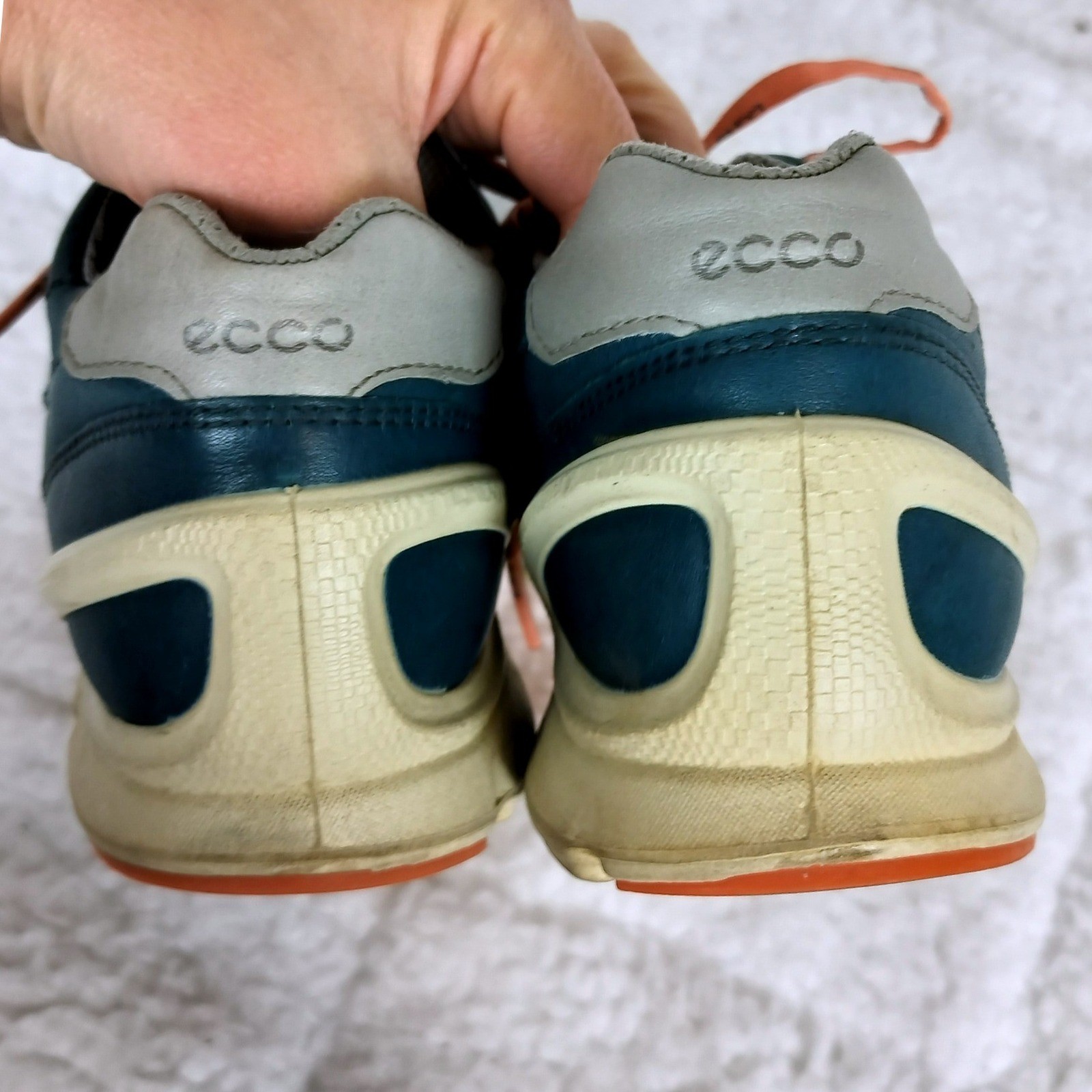 ECCO Yak Leather Biom Natural Motion Walking Shoes Teal Orange