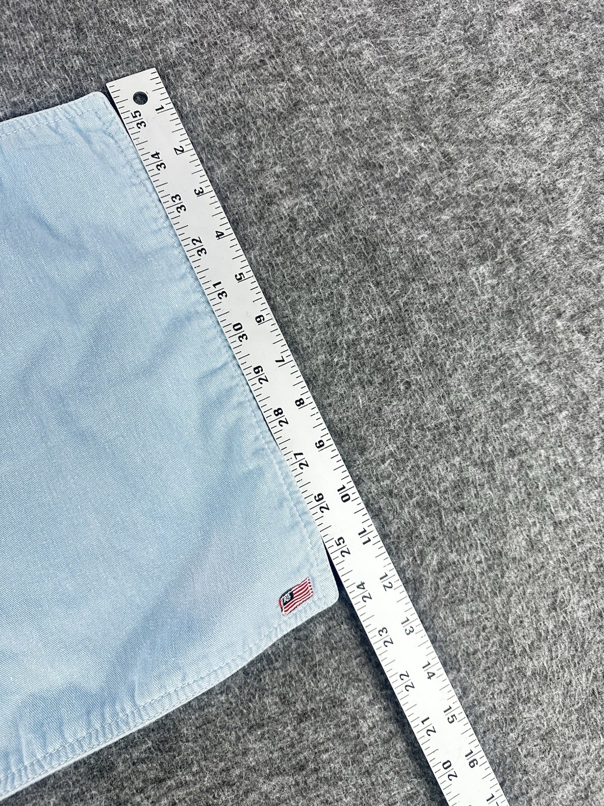 Polo Ralph Lauren RLL Pocket Square Blue Chambray Cotton Denim 17 1/2 in x 12 in