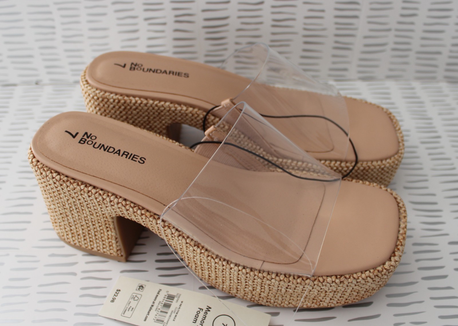No Boundaries Womens Platform Mule Sandal Clear Multisize NWT
