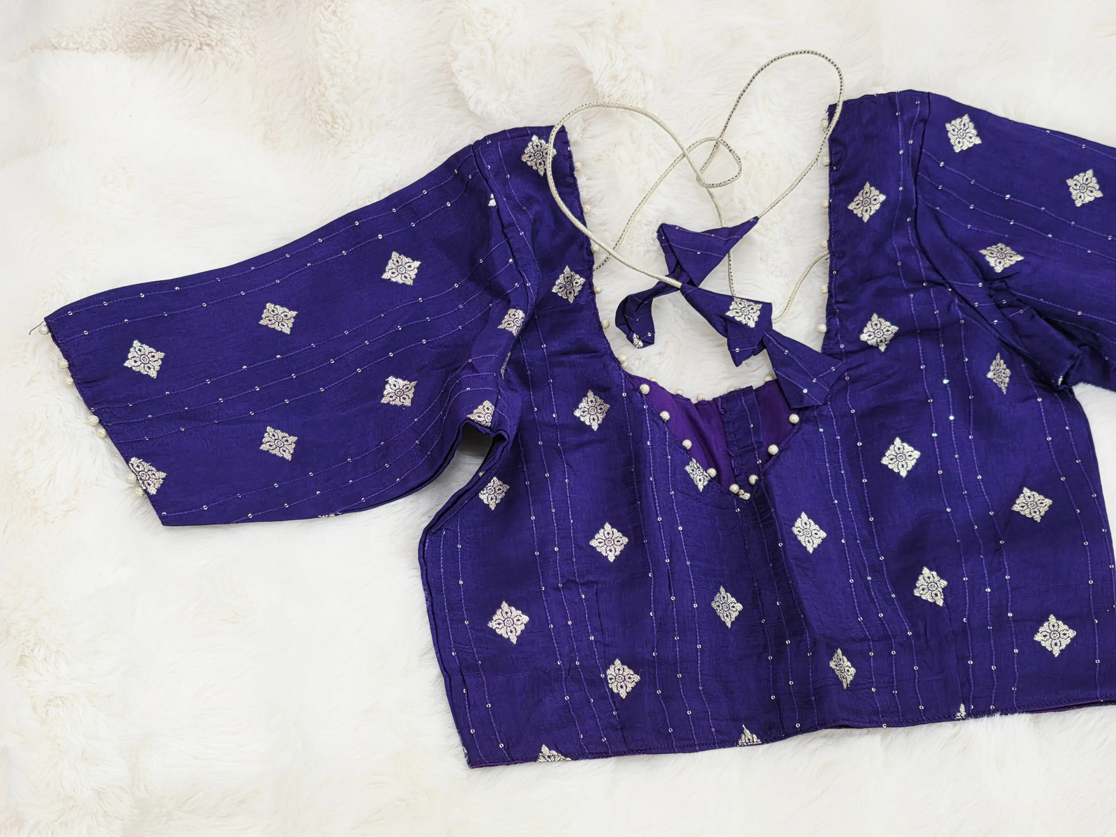 Royal Indigo Purple Munga Benarasi Silk Designer Blouse