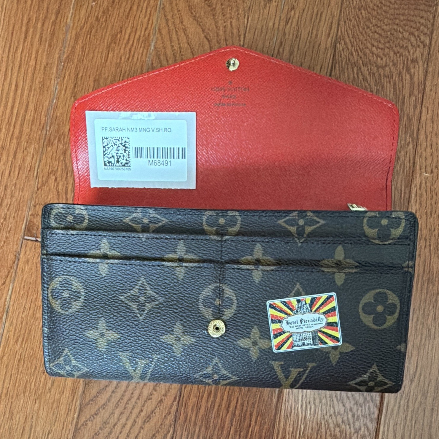 Louis Vuitton Monogram Envelope Wallet for Women Brown/Red Credit Card Folding