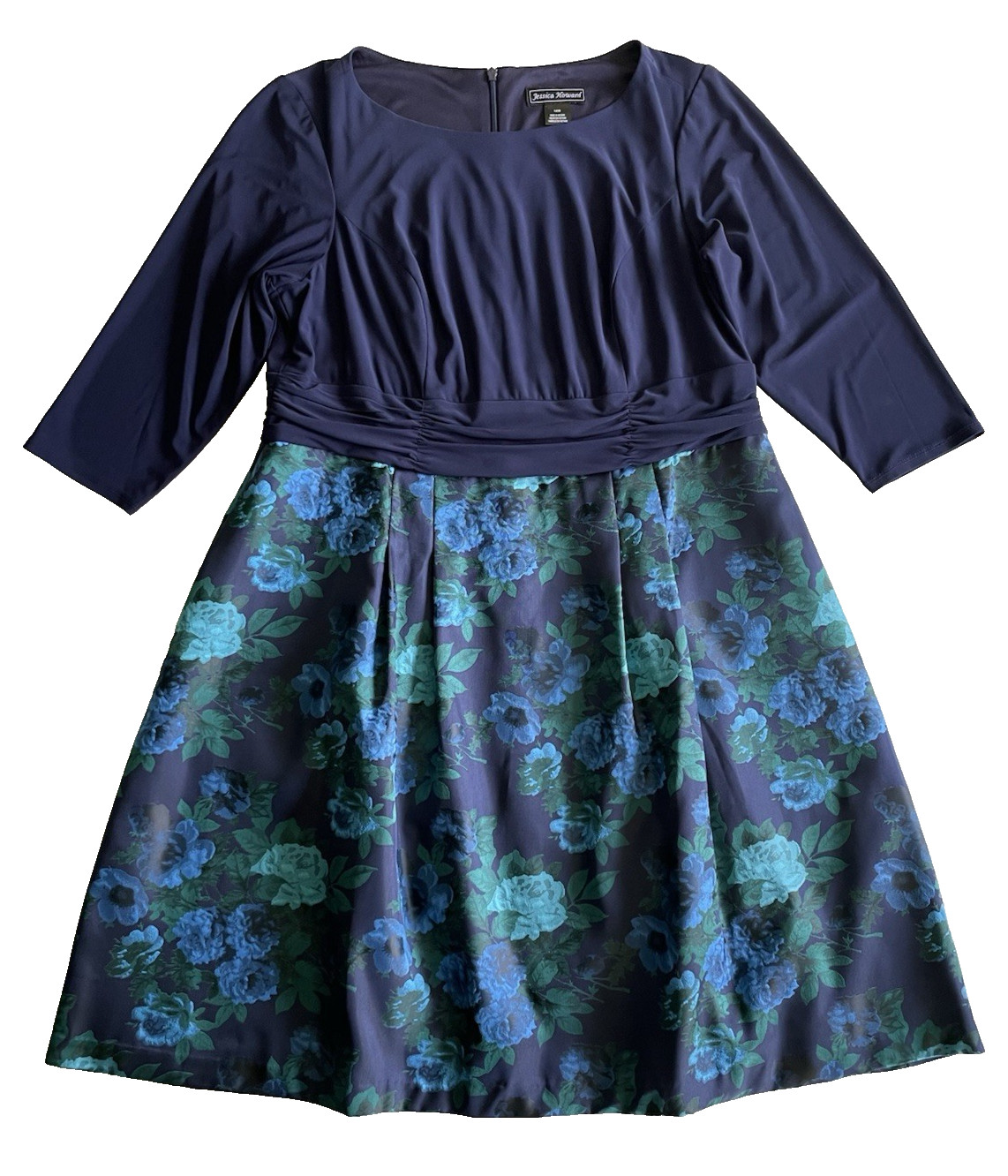 Jessica Howard Traditional Cocktail Dress Blue Green Floral Size 14W