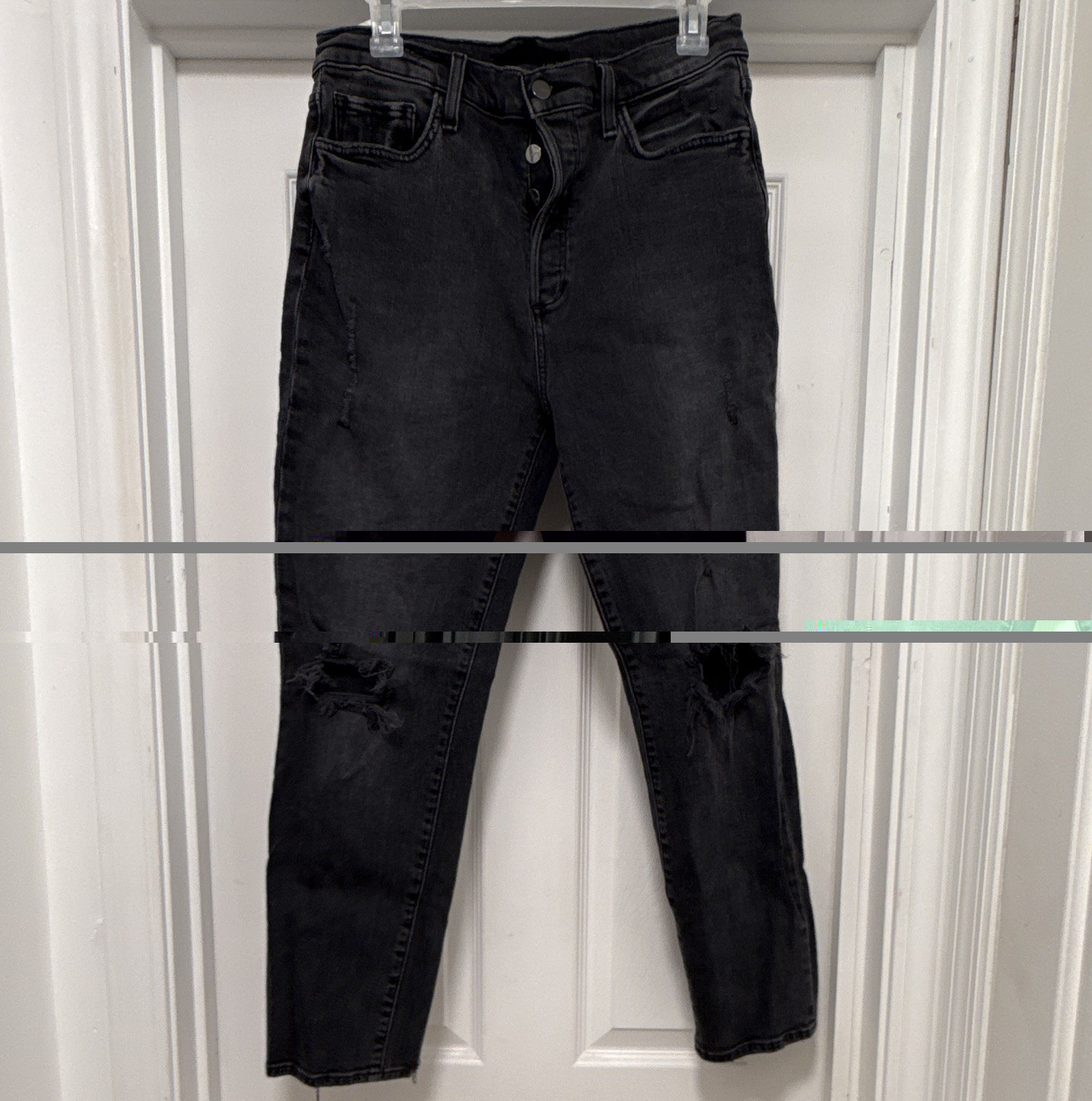 JOE’S Women’s Black High Rise Straight Stretch Denim Jeans 5-Pocket Button