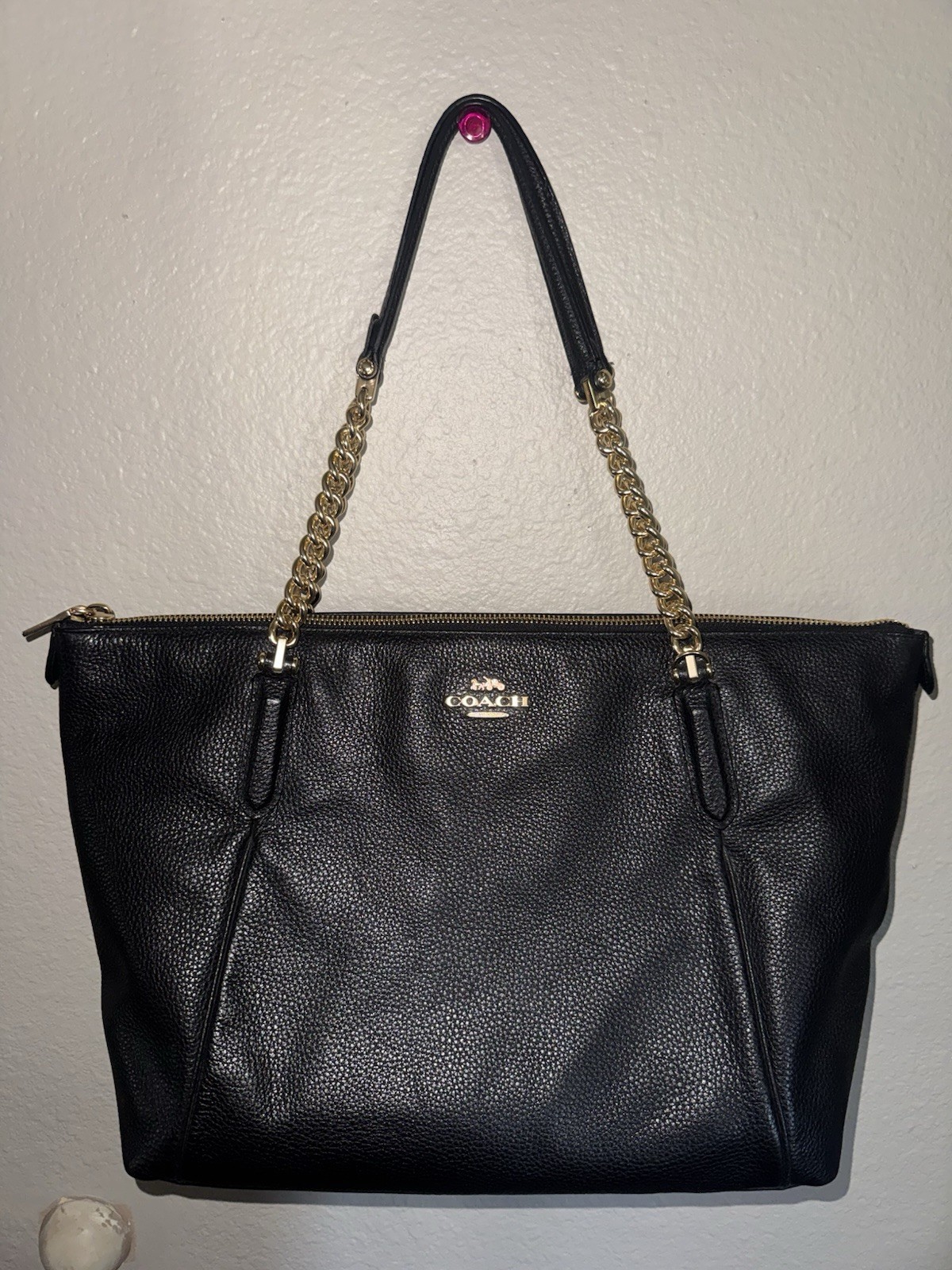 Authentic Coach Ava Chain Tote Black CLEAN