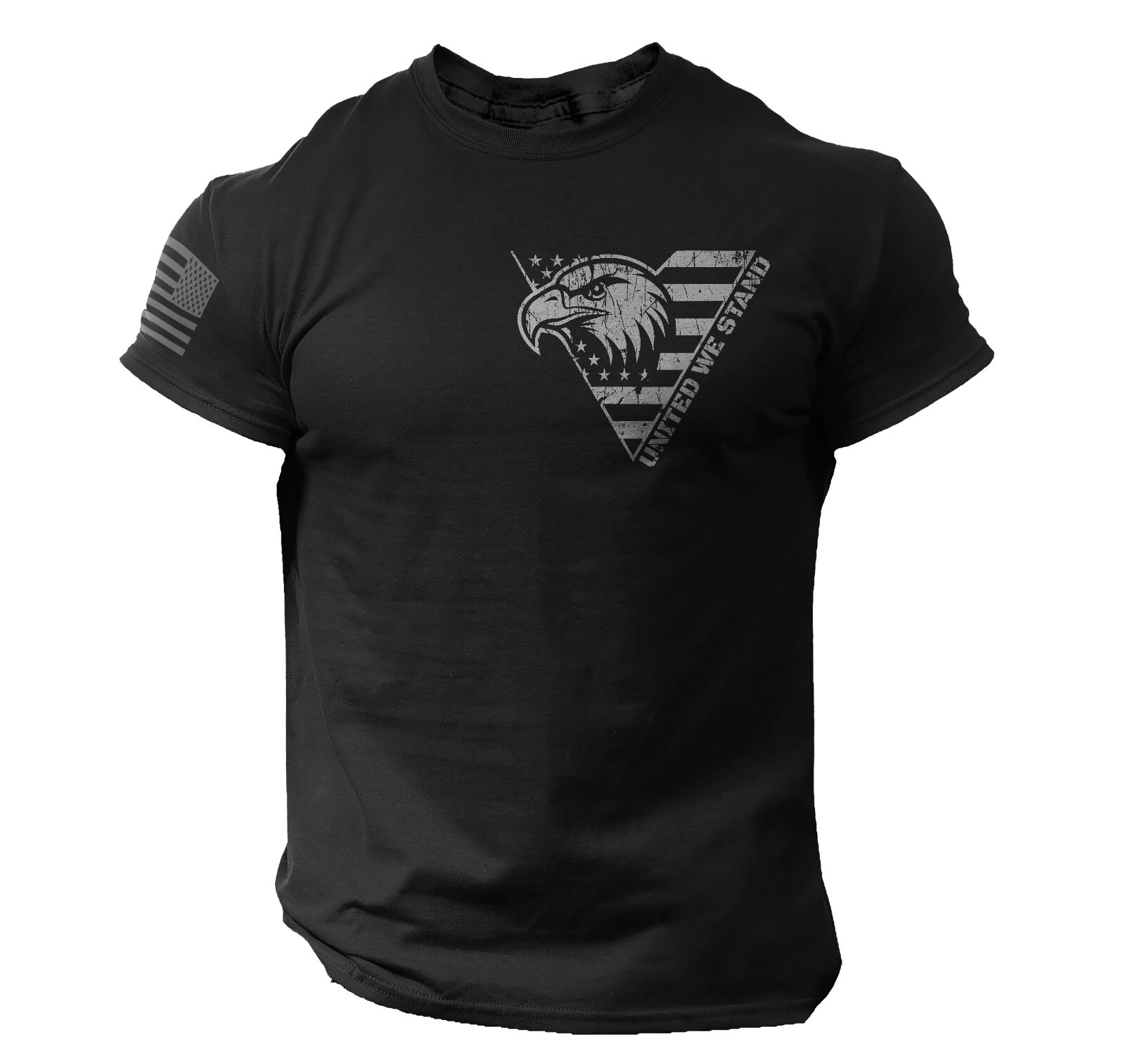 Men’s United We Stand Patriotic Eagle T-Shirt – American Flag Military Tee