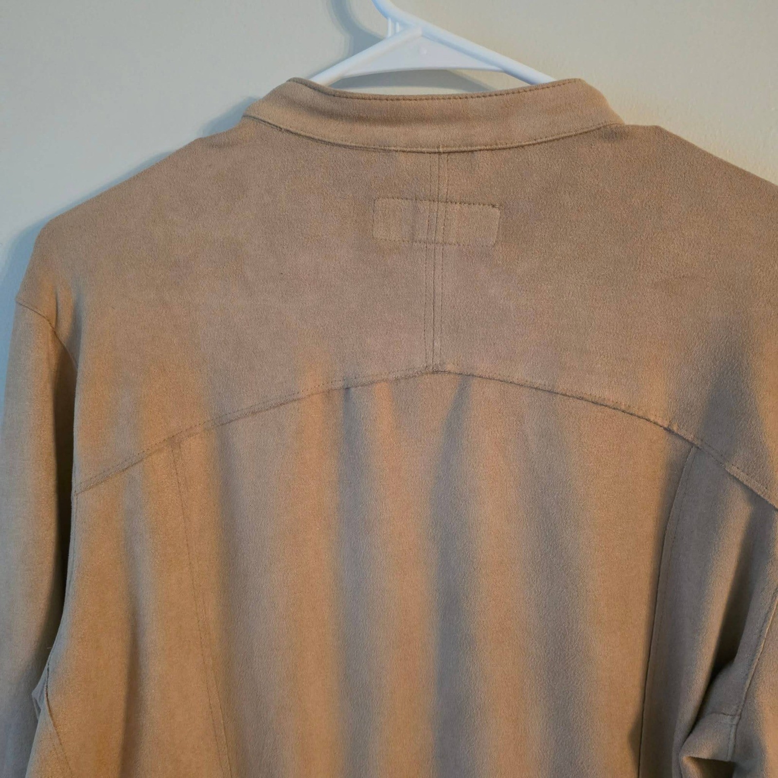BlankNYC Faux Suede Moto Jacket Large Tan Beige Asymmetrical Zip Biker