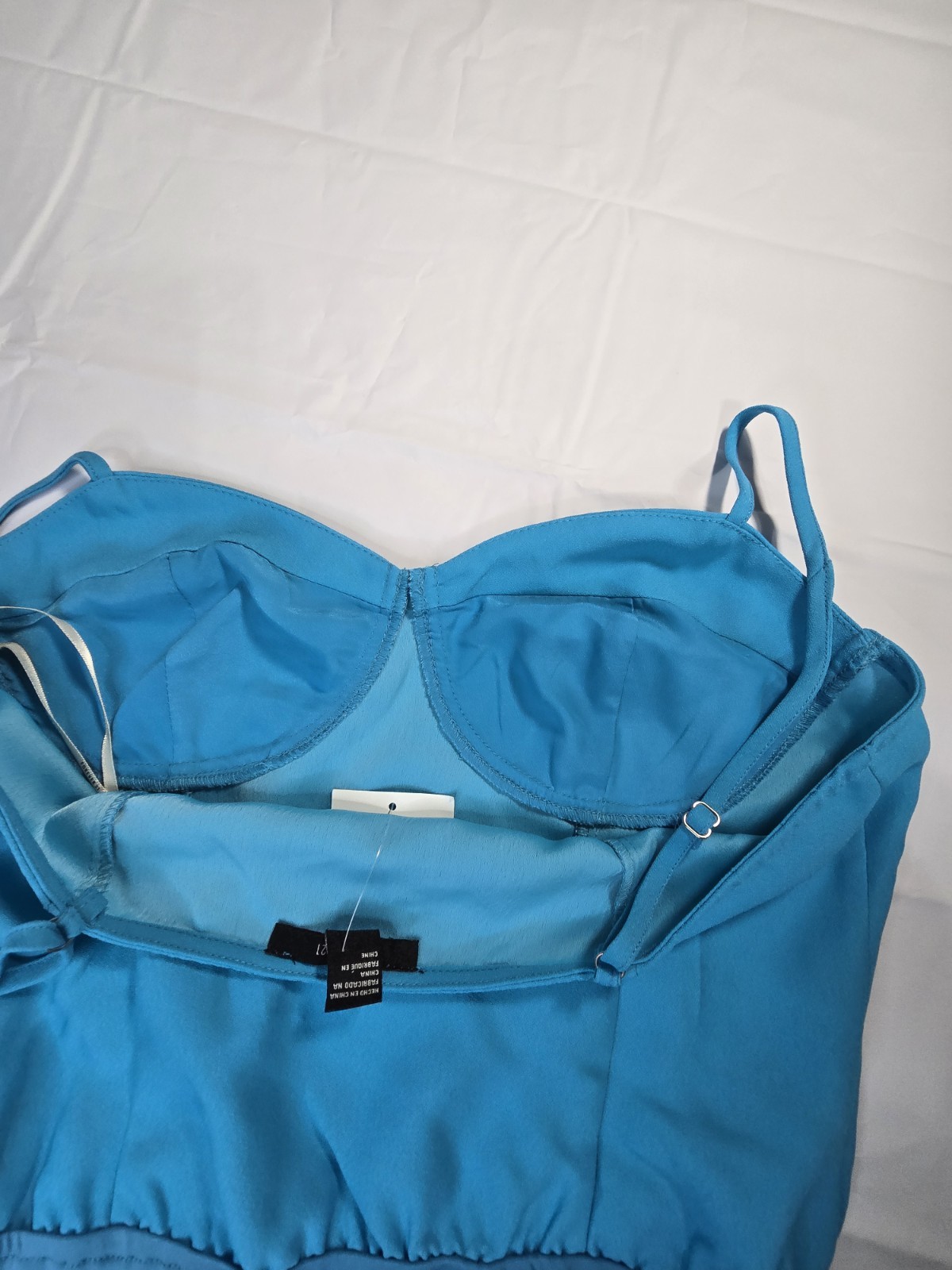 Forever 21 Women’s Bright Turquoise Bustier Cami Bodysuit Size Large NWT