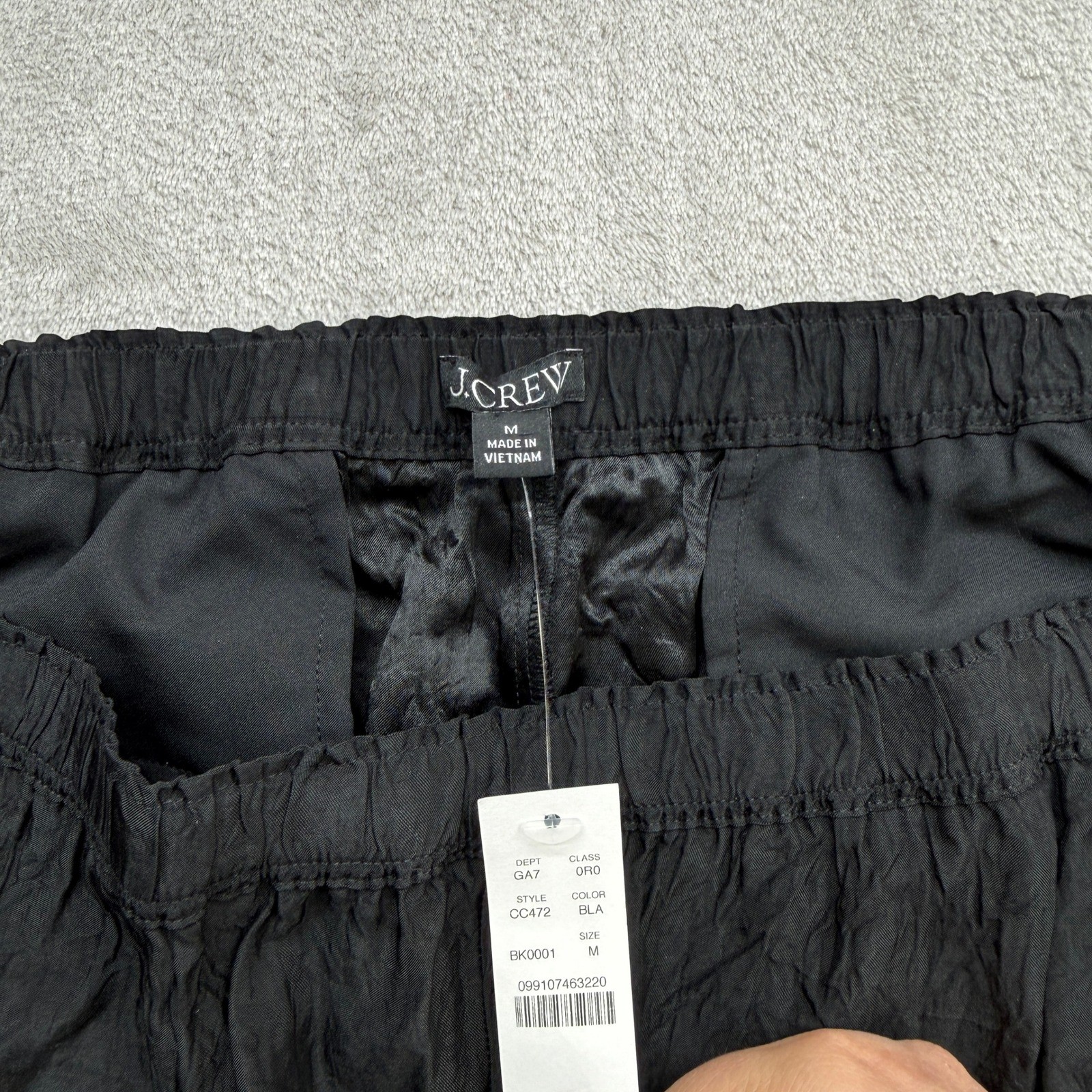 J.Crew Wide Leg Pants Womens Medium Black Crinkled Texture Cupro Chic Boho Flowy