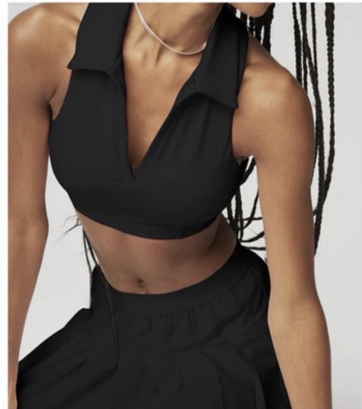 Alo Yoga Black Collared Racerback Sports Bra Full Coverage Pullover Size L