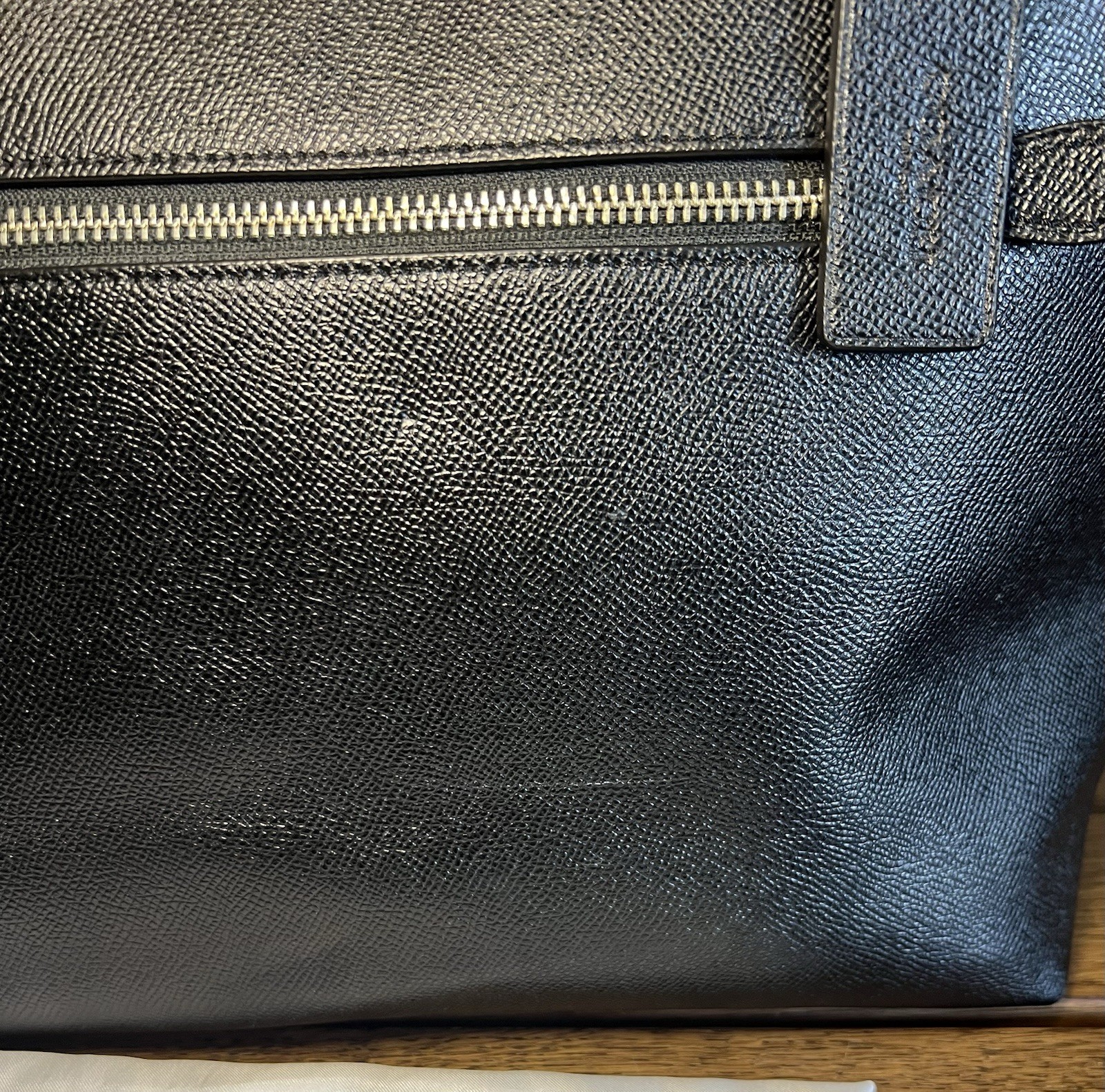 Coach Gallery Tote Bag in Black Cross Grain Leather with Silver Hardware