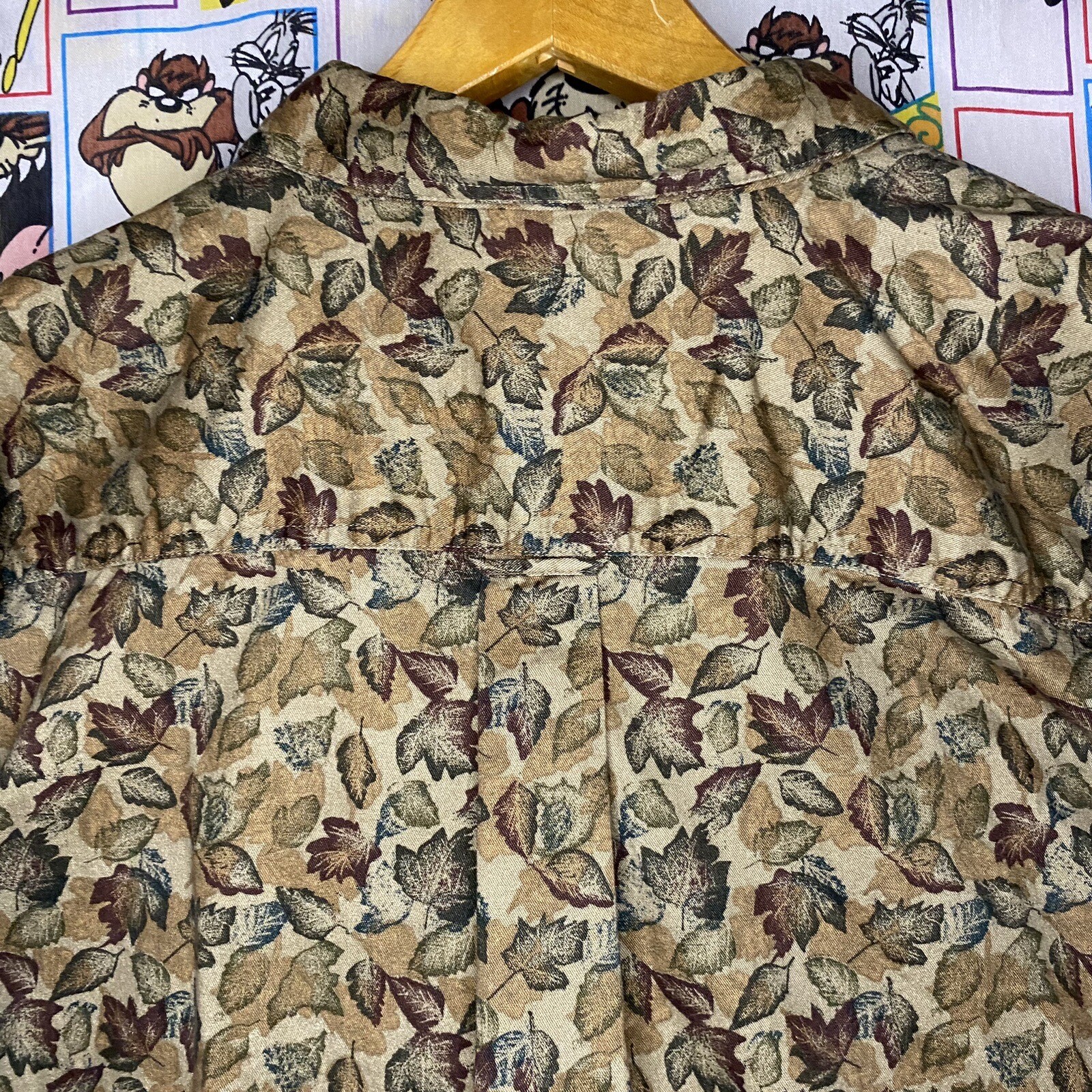 Mens 2XL Catalina Long Sleeve Button Up Shirt Leaf AOP Nature Fall Leaves Earth