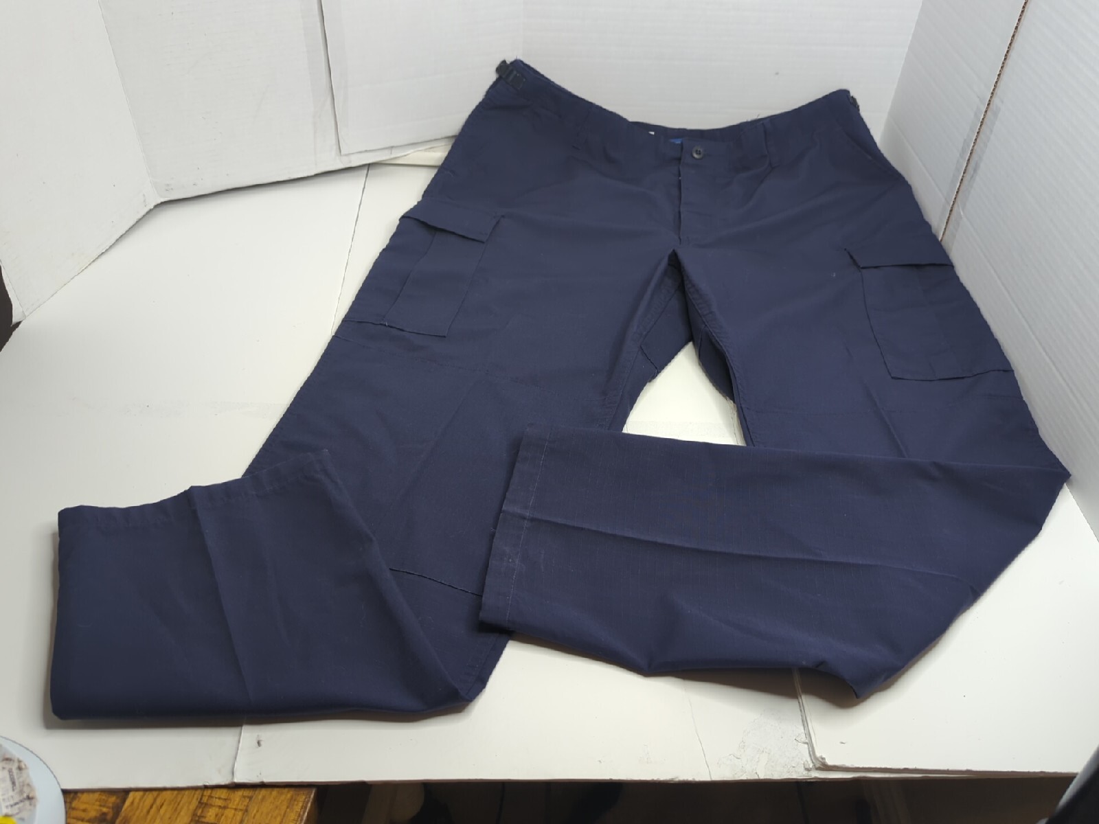 MENS PROPPER FLY POLY COTTON BATTLE RIP PANTS LAPD NAVY L/XL Adjustable Waist