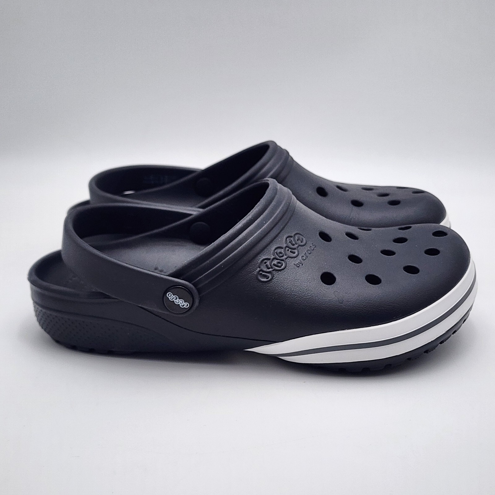Jibbitz By Crocs Unisex Kilby Clogs Shoes Black White Slip On Perforated W 9 M 7