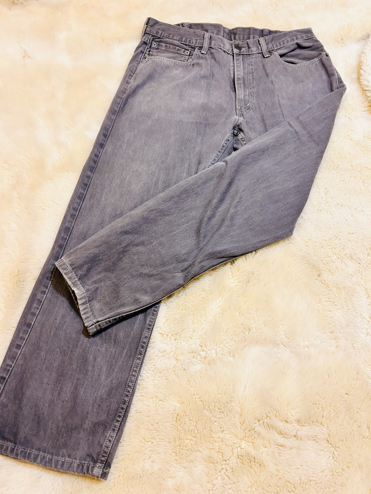 Levi Strauss & Co Men’s Gray Straight Leg Regular Fit Denim Jeans Button Fly
