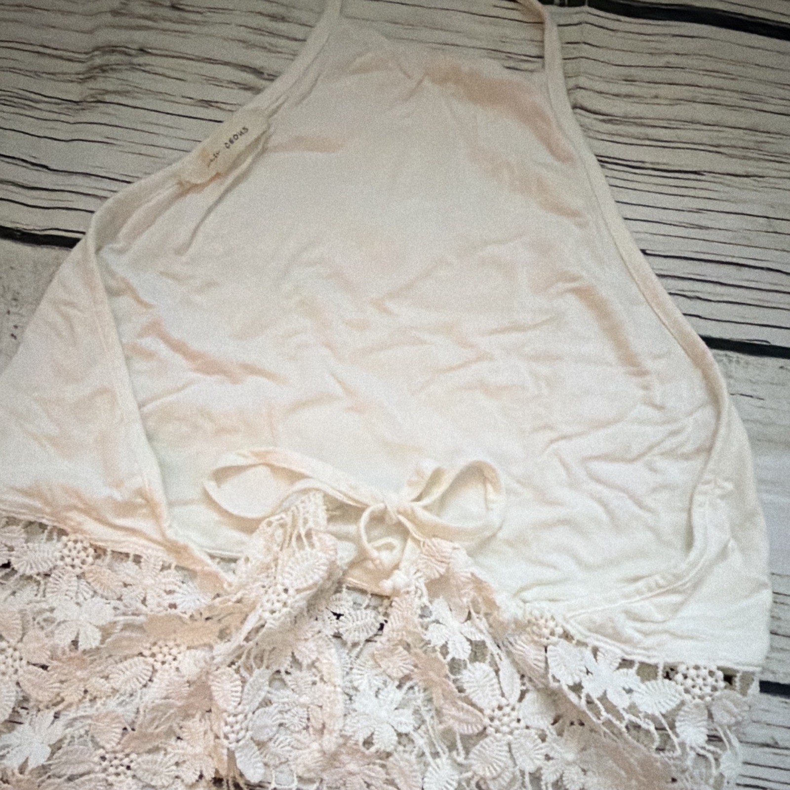 Olivaceous Women’s Ivory Halter Tie Back Lace Knit Festival Top Lightweight L