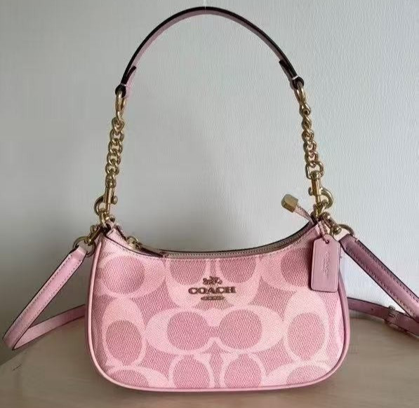 Coach Teri Shoulder Bag Signature Canvas CAL51 Powder Pink outlet Free Shipping