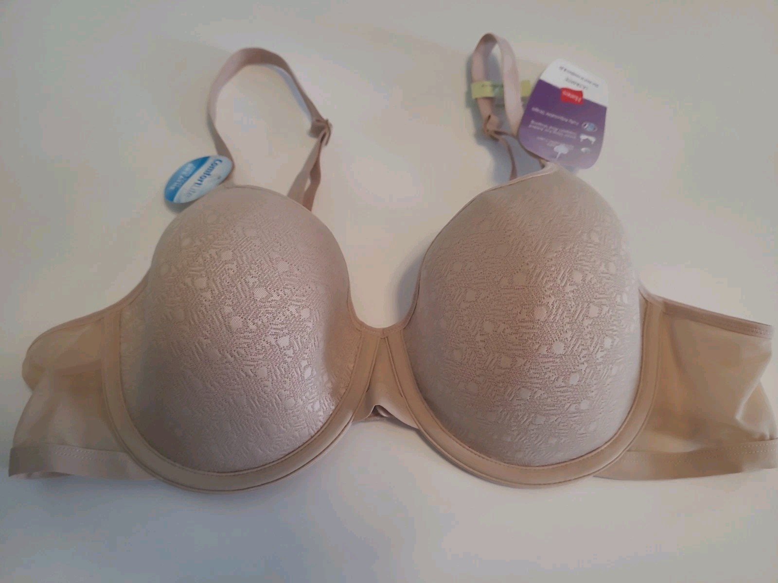 New 40B Hanes ComfortLite Wired Beige Tan $38 Breathable Cups Summer T Shirt Bra