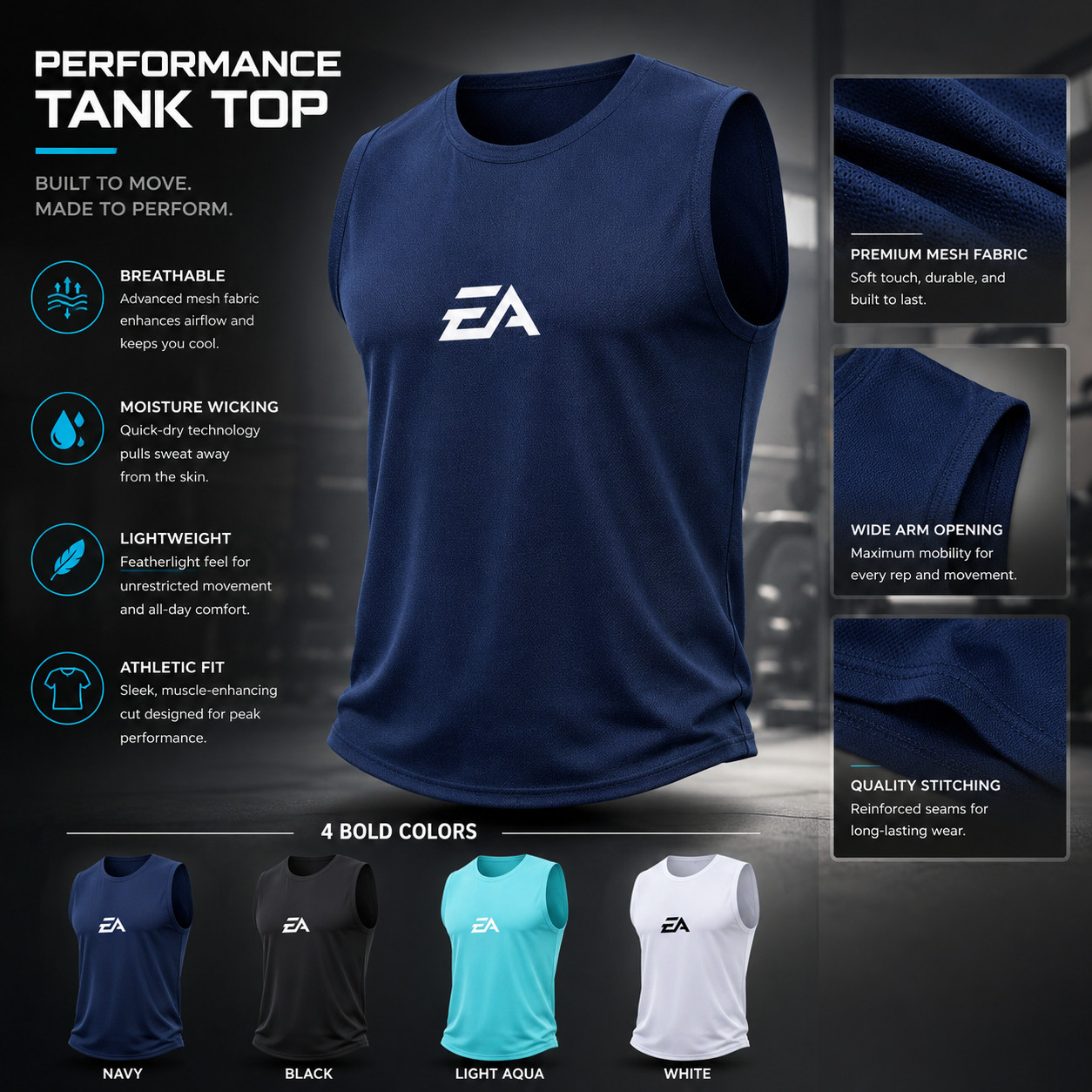 Men’s Sleeveless Mesh Tank Top Quick Dry Gym Running Fitness Sports Shirt