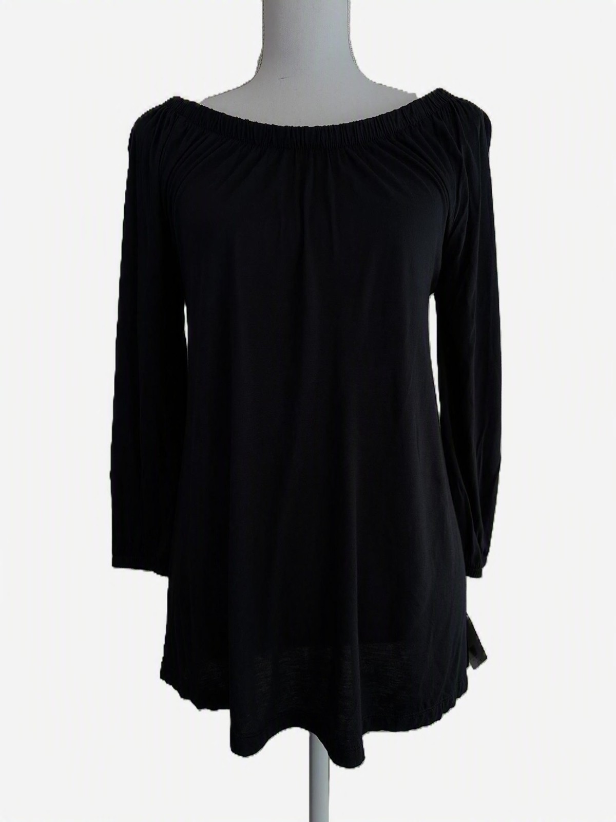 NWT JW Style Womens Medium Black Off Shoulder Long Sleeve Knit Top Boho Casual