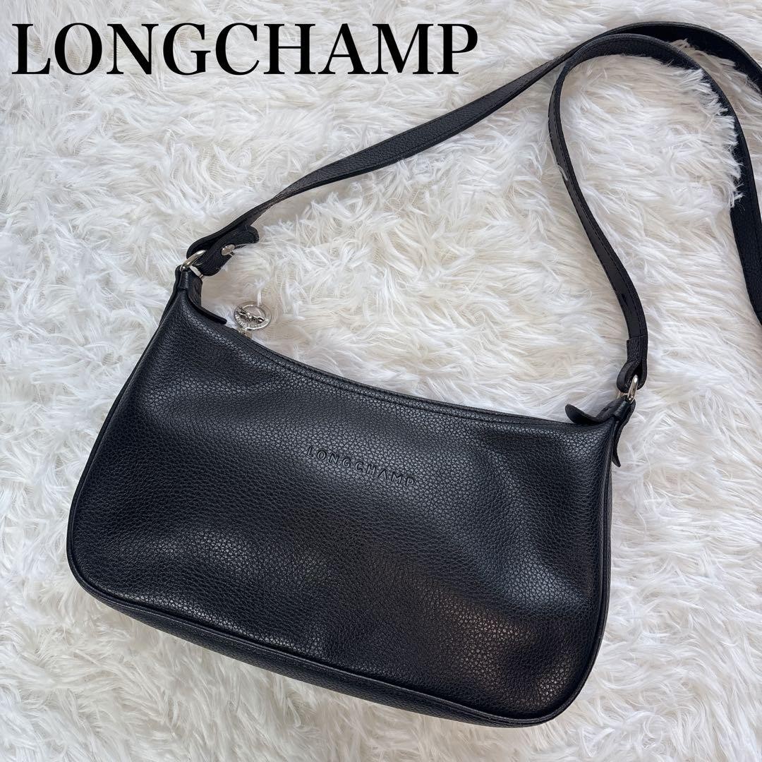 Excellent Condition LONGCHAMP Longchamp Shoulder Bag Black Leather
