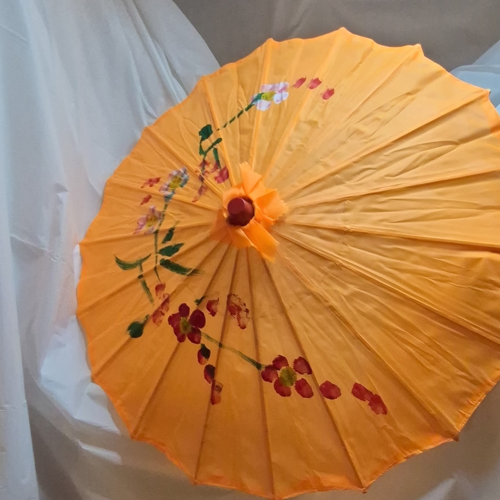 Orange Floral Pattern Fashion Umbrella Parasol for Women – Red Green White