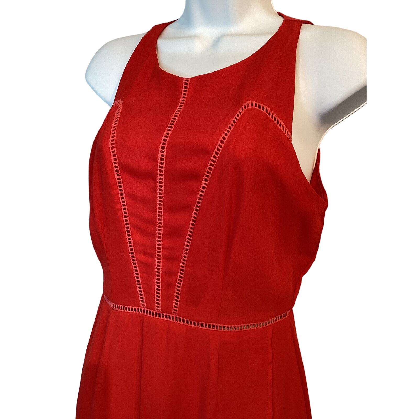 Sienna Sky High Low Sleeveless Crochet Asymmetrical Tulip Mini Dress Red S