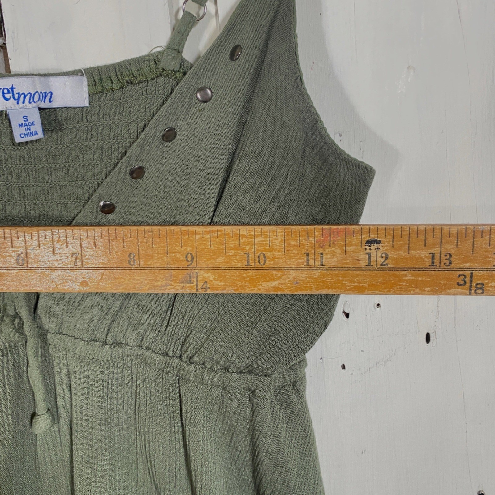 Velvet Moon Olive Green Handkerchief Hem Studded Camisole Top Small Boho Fairy