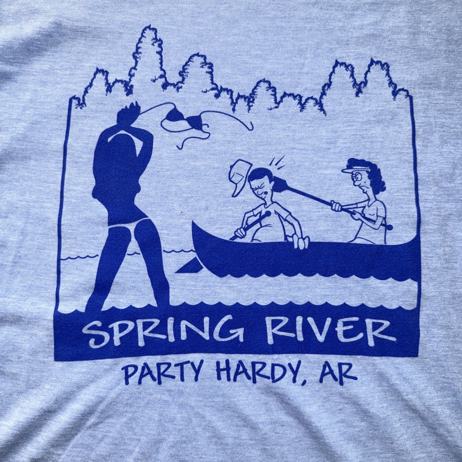 Men’s Blue Vintage Style Spring River Recreation Arkansas T-shirt Size-small🔥👀