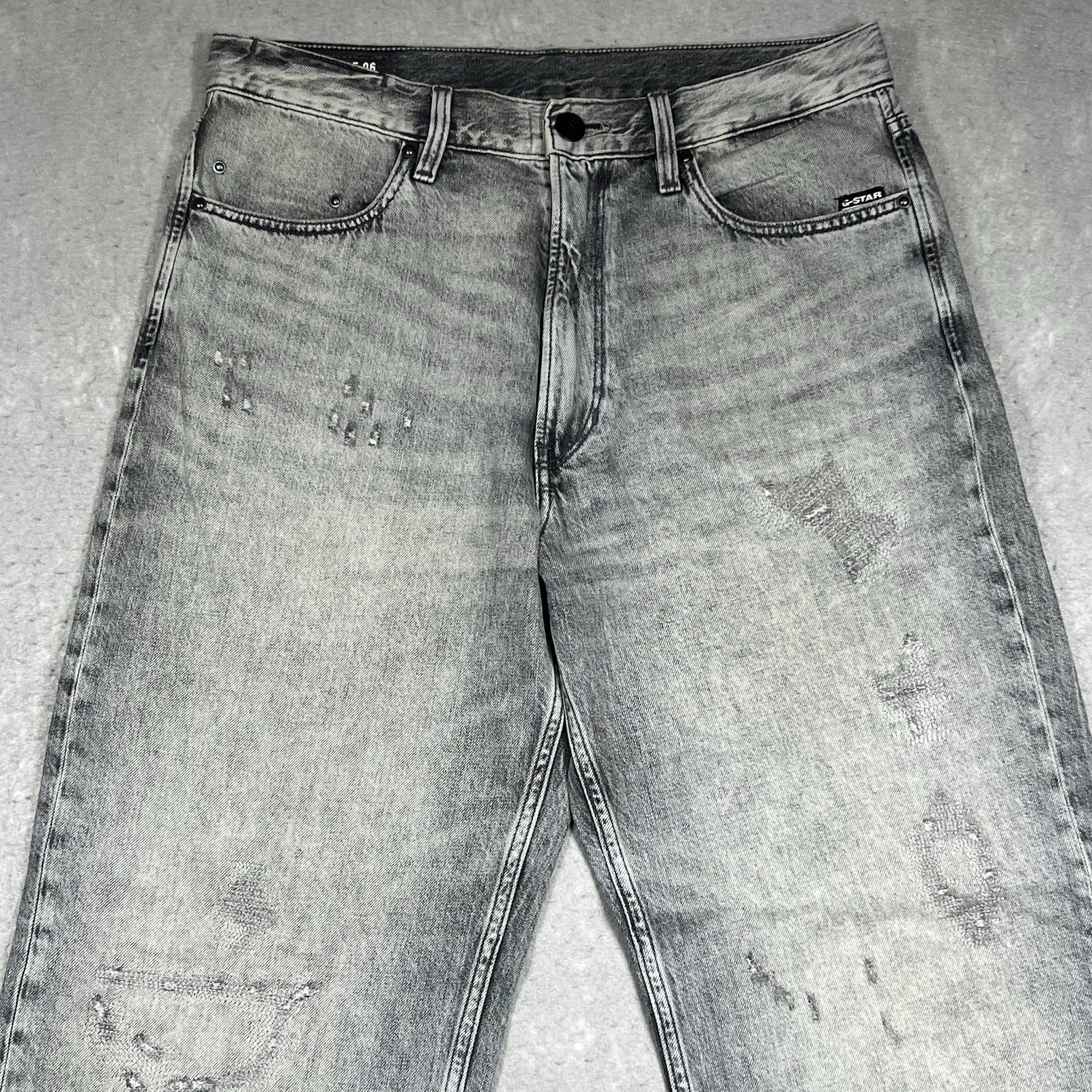 G Star Jeans Raw Type 96 Loose Distressed Zipper Fly Gray Size 32X28 Y2K Style